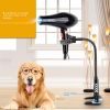 Hair Dryer Holder Hands 360 Degrees Rotatable Hands-Free Hair Dryer Stand Aluminum Alloy Gooseneck Pet Dog Cat Grooming Table Hair Dryer Clip Hol