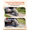 Dog Stairs for Car, 4 Steps Extra Wide Foldable Dog Ramp for Large Dogs with Non-Slip Rug Surface, Portable Lightweight Pet Ladder for Car, SUV,