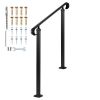 Handrails for Outdoor Steps, 2-3 Step Adjustable Height, Carbon Steel Transitional Handrail with Installation Kit, Exterior Hand Railing for Step
