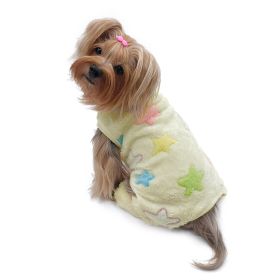 Ultra Plush Colorful Stars Front Sleeveless Pajamas (Color: yellow, size: XS)