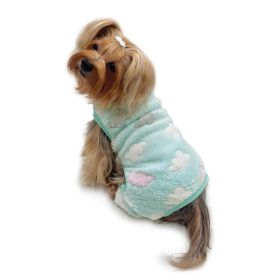 Ultra Plush Fluffy Clouds Front Sleeveless Pajamas (Color: Green, size: M)