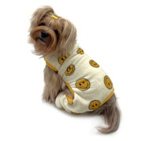 Ultra Plush Happy Face Front Sleeveless Pajamas (Color: yellow, size: M)